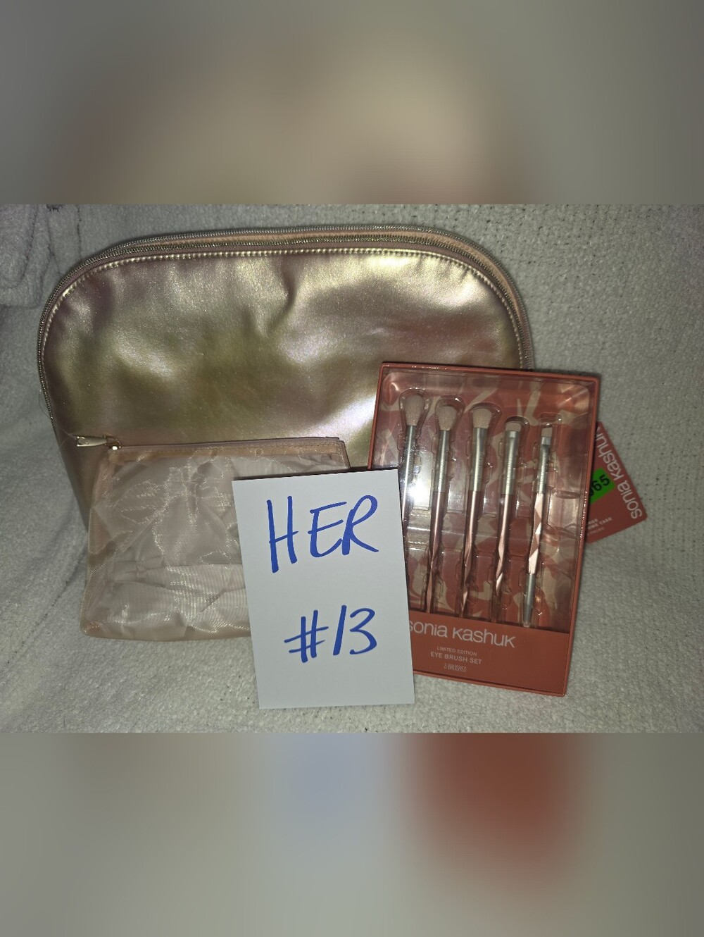 Sonia Kashuk Metallic Rose Gold Eye Brush Set with Matching Pouches (Huge)